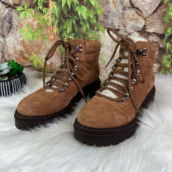 MARC FISHER Nairy Suede Hiking Boots with Chunky Soles, 7.5 - Picture 8 of 12